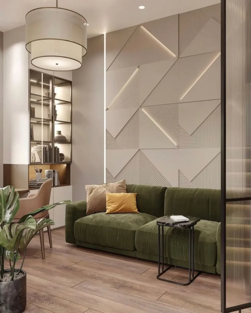 Elegant 3D wall art design in a Dubai commercial space